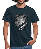 Spreadshirt Fetziger Wolf Männer T-Shirt, XXL, Navy