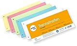 perfect line 100 Stück Papier-Trennstreifen bunt, Register-Trenner in 5 Light-Farben, Trenn-Blätter farbig sortiert, Karten mit 160g/m², bunte Laschen für perfektes Trennen der DIN-A4 Ordner & Ak