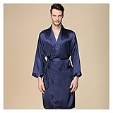 ZHIHUI Herren Seide Nachthemd Und Shorts Zweiteiliger Anzug Dünner Abschnitt Langarm Nachthemd Herren Plus Size Bademantel Set (Color : 9, Size : L)