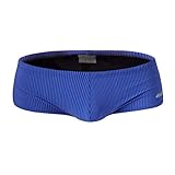 Celucke Badeslip Herren Badehose Eng Kurz Badeshorts mit Tunnelzug Gestreift Schwimmhose Männer Bademode Slips Stretch Schnelltrocknend Boxerbadehose Sommer Shorts (Blau, M)