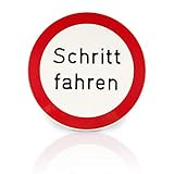 Betriebsausstattung24® Hinweisschild für Tankanlagen und Garagen Schritt fahren, Alu, Gröߟe 31,50