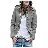 Jacket Mantel Damen Mäntel Damen Casual Fashion Herbst Winter Knopf Langarm (XL,grau)