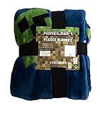 Familando Kuschel-Decke Minecraft Motiv Creep Craft Blöcke TNT Spitzhacke Battle Blau Fleecedecke (Fleece-Decke 100x150cm)