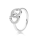 Pandora Damen Ring Kreise in silber mit weißen Zirkonia & Logo Gravur b