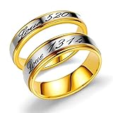 Aotiwe Freundschaftsringe Silber Gold Ringe Liebe 520'Liebe 1314, Titan Stahl Damen 67 (21.3) & Herren 57 (18.1)