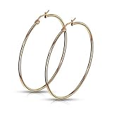 BlackAmazement 2er Set 316L Edelstahl Ohrringe Ohrreifen Hoop Earrings 10-70 mm schwarz rose gold silber regenbogen Herren Damen (Farbe Rosegold - Innen Ø 60 mm)