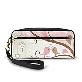 große kapazität halter schreibwaren stifttasche,Birds On Branch Abstract Valentines Heart Nature Environment Ornate Romance,Federmäppchen mit praktischem Reiß