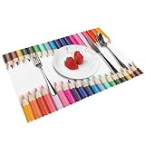 SHEYZYLTD Bunte Bleistifte, Tischsets, 4er-Set, wasserdicht, rutschfest, geeignet für Hotel, Familie, Urlaubsdekorationen, 18 x 30,5