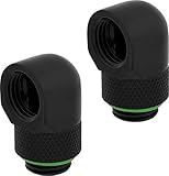 Corsair Hydro X Series 90° Abschlüsse Adapter Drehbar (Doppelpack, G1/4 Zoll BSPP Adaptergewinde, Messing Gefertigt Haltbarkeit, Sicherer Drehmechanismus, Ausgelegt auf hohe Durchflussraten) schw