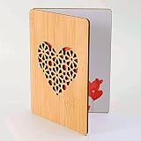 Geburtstagskarte frau Handgefertigte beschreibbare Bambuskarte mit Herz,Hochzeitskarte,Geschenkkarte,Weihnachtskarte,Einladung Karte Holz,Valentinstag
