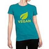 Shirt-Panda Damen T-Shirt · Vegan · Stylisches Lady Veganer Tshirt · 100% Baumwolle · Fair und nachhaltig · Veggie Tierlieb · Tailliert · Türkis S