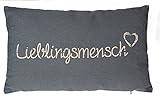 Kamaca LIEBLINGSMENSCH Kissen 30 cm x 50 cm Flauschig gefülltes Kissen mit Reißverschluss Bezug aus 100% Baumwolle EIN Hingucker und wertiges Geschenk (GRAU)