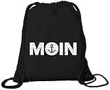 Küsten Hamburg plattdeutsch norddeutsch Norden Premium Bio Baumwoll Turnbeutel Rucksack Stanley Stella Moin Anker, Größe: onesize,Black