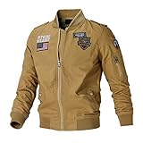 Bomberjacke Herren Leichtes Vintage Casual Blouson mit Gestreiftem Bund Innentasche Herbst Bomber Jacke Flugbomberjacke Herren Plus Size Herren Pilot Bomberjacke Slarge Size Bomberjacke H