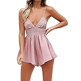 Frauen Sommer Bowknot Backless Mini Jumpsuit Abend Party Strand Jumpsuit Fiesta Kleidung Damen Jumpsuit V Ausschnitt Overall Blumen Ärmellos Playsuit Split Hosenanzug Romper Frühling Hellip