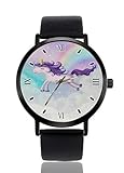 Einhorn Regenbogen Damen Armbanduhr Ultra Dünn Gehäuse Extrem Einfache Analog Armband Damen Ultra Dünn Armbanduhr Japanisches Quarzwerk