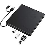 External DVD CD Drive, TedGem Burner Reader, Type-C USB 3.0 Portable CD DVD Drive, High Speed Data Transfer Slim External CD Burner Reader with SD TF for Windows XP/2003/Vista/7/8.1/10, Linux