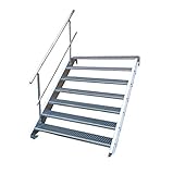 Stahltreppe Industrietreppe Aussentreppe Treppe 7 Stufen-Breite 70cm Variable Geschosshöhe 100-140cm mit einseitigem G