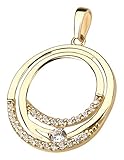 Ardeo Aurum Damen Anhänger aus 333 Gold Gelbgold mit Zirkonia im Brillant-S