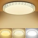 Firbon LED Deckenlampe Wohnzimmer, 24W 1800LM 3000K/4000K/6000K LED Deckenleuchte Dimmbar, IP44 Wasserfeste Lampe für Schlafzimmer/ Kinderzimmer/ Bad/ Küche, 30cm Weiß Modern Ultradü