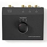 TronicXL Analog Stereo 3fach Eingangs Audio Schalter 3X (2X Cinch Buchse) 2X RCA Umschalter Switch Input Weiche 1 Output 3 Input Audioschalter Lautsprecher Boxen HiF