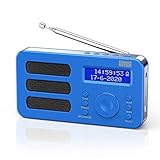 August MB225 - Tragbares Radio mit DAB+ / DAB/FM RDS-Funktion 40 Presets digitaler Radiowecker Stereo/Mono Digitalradio mit Sleeptimer Doppelalarm Snooze und wiederaufladbare B