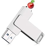 USB Flash Drive USB 3.0 Memory Stick 360° drehbar Foto Stick kompatibel für iPhone i-Pad Android Tablet PC und Geräte mit Micro USB 3.0/OTG/I-OS/Typ C (Silber)