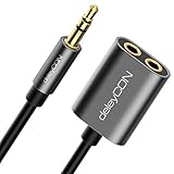 deleyCON 1x 3,5mm Klinke Splitter Audio Stereo AUX Adapter Kabel Klinkenkabel Audiokabel Metallstecker Handy Smartphone Tablet Kopfhörer HiFi R