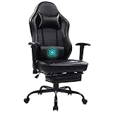 Wolmics Massage Gaming Stuhl Hohe Rückenlehne Racing PC Computer Bürostuhl Drehbarer Ergonomischer Executive Leder Schreibtischstuhl mit Fußstütze und verstellb