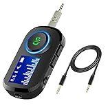 Bluetooth Adapter 2 in 1 Sender/Receiver 5.0 Transmitter Empfänger mit Digitalem Bildschirm 3,5mm Audio für Kopfhörer Auto TV PC Laptop HiFi Lautsprecher Radio, Freisprechen, Verbinden Sie 2 G