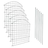 Sonnewelt Teichzaun Gartenzaun,Zaun Teich 11tlg 5 Zaunelemente und 6 Befestigungsstäben,Gartenzaun Metall,steckzaun,Freigehege, Zaun, Gitterzaun,gehege kaninchen (Oberbogen)