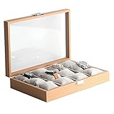 Makeup mirror DOL Schmuckkasten Schmuck Aufbewahrungskoffer Display Box Watch Box Aktentasche Leder mit Schloss und Schlüssel Reise Aufbewahrungskoffer Herren Geschenk (12 Slots)