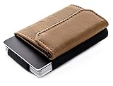 JAIMIE JACOBS Minimalist Wallet Nano Boy Pocket Mini Geldbörse aus Textil mit Zugband schmaler Kartenhalter für Herren und Damen (Vegan Braun)