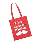clothinx - I don´t shave for Sherlock - Baumwolltasche Rot, langer Henk
