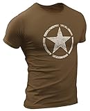US Army Vintage Star Herren T-Shirt (L, Braun)