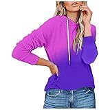 Damen Gradient Printed Rundhals Kapuzentasche Langarm T-Shirt Pullover Tops Damen Hoodie und Sweatshirts Langarm Casual Pullover Herbstkleidung