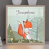 Fuchs & Hase Kinderzimmer LED Leuchtbox mit Wunschname Nachtlampe 20 cm x 20 cm – | bruchsicheres Echtglas in brillanter Qualität | Sunnywall® + Geschenkkarte (Fuchs & Hase)