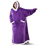 Kuscheldecke Mit ärmeln Damen, Hoodies Für Damen Warm Fleece Blanket Hoodie Wearable Blanket Hoodie übergröße Ohne Bund Von Casual Sweatshirts Tragbare Decke TV Damen Kapuzenp
