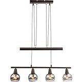 Hängeleuchte Pendellampe Hängelampe Höhenverstellbar Esstischlampe mit Glasschirmen, Metall, bronze, LED 4x E14 4x 4W, LxBxH 60x10x160