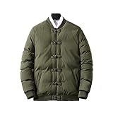 DaDuo Jacke Herren Winter Warm Lässig Chinesischer Stil Einfacher Komfort Einfarbige Herren Sportjacke Mit Taschen Moderne Frühlings Und Herbst Langarm Herren Übergangsjacke B-Green 6XL