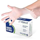 VENSALUD - Einweg-VINYL-Handschuhe. Kein Staub. Box mit 100 Handschuhen. Farbe: Halbweiß (S)