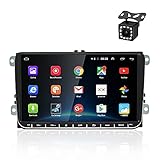 OiLiehu Android Auto Radio Mit Navi FüR Vw 9 Zoll Touchscreen Autoradio UnterstüTzt Lenkradsteuerung Bluetooth GPS USB Duales System Mirror Link Rueckfahrkamera Kabellos AudioverstäRk