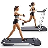 Googo 2 in 1 Folding Treadmill,2.25HP Electric Under Desk Treadmills Walking Machine with Widened Shock Absorption Running Belt,LED Display & Remote Control&Phone Holder,Non-Assembly&Space Saving