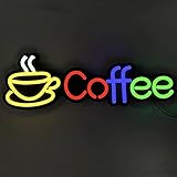 AFCC Neon Reklame Coffee,Reklame Leuchtschild LED,Neon Light Sign,Kaffee-Neonlichter,Netzteil,Geeignet Für Coffeeshops,Geschäfte,Bars (60x20cm)