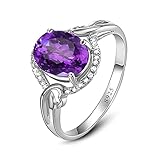 KnSam Damen Ring, Ringe Damen Silber 925 925 Silber Herz Silber Ring Kostenlos Gravurservice Frau Ring Mit Lila Zirkonia Trauringe Blau Silber B