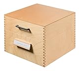 HAN Holz-Karteikasten DIN A5 quer – hochwertige Erbstück-Qualität. Mit Beschriftungsfeld, Metallstütze und Metallboden. Für 900 Karteikarten, Farbe Naturholz, 505