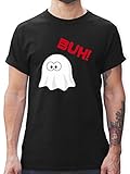 Halloween Kostüm Outfit - Kleiner Geist Buh süß - M - Schwarz - Halloween Shirt männer - L190 - Tshirt Herren und Männer T-S