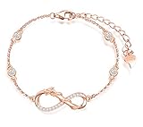 MicLee Damen Einfach Armband Zirkonia 925 Sterling Silber Allergenfrei Unendlichkeit Zeichen der Drachenwicklung Armreif Armkette mit Geschenkbeutel Super Geschenk für Mutter F