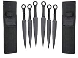 VIKING GEAR® 6X EXPENDABLE Wurfmesser Profi Kunai ca. 22,5 cm - Throwing Knife - Trainingsmesser - Gürtelmesser - Wurfmesser Set inklusive Holster aus Nylon - schnelles Werfen Messer schwarz E
