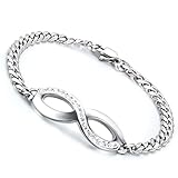 Muttertagsgeschenk Cupimatch Edelstahl Damen Herren Armband, silber Retro Infinity Unendlichkeit Lieben Zeichen Fußkettchen Panzerarmband Armreifen Armkette, 23cm Verstellbaren Größ